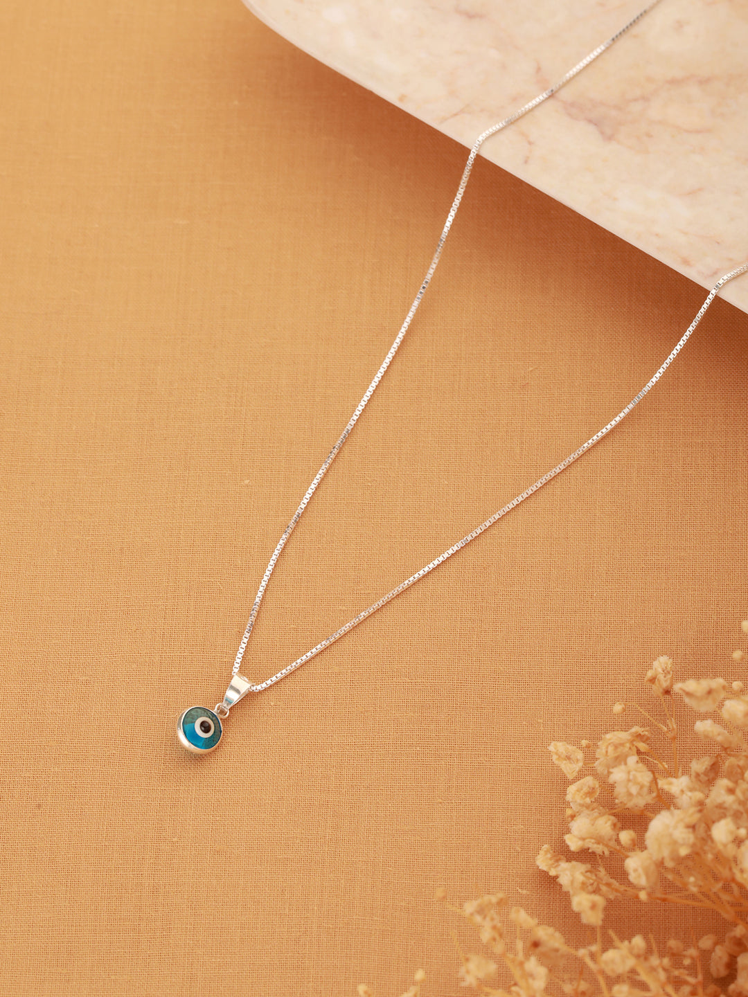 925 Sterling Silver Minimal Dailywear  Evil Eye Locket Necklace & Chain