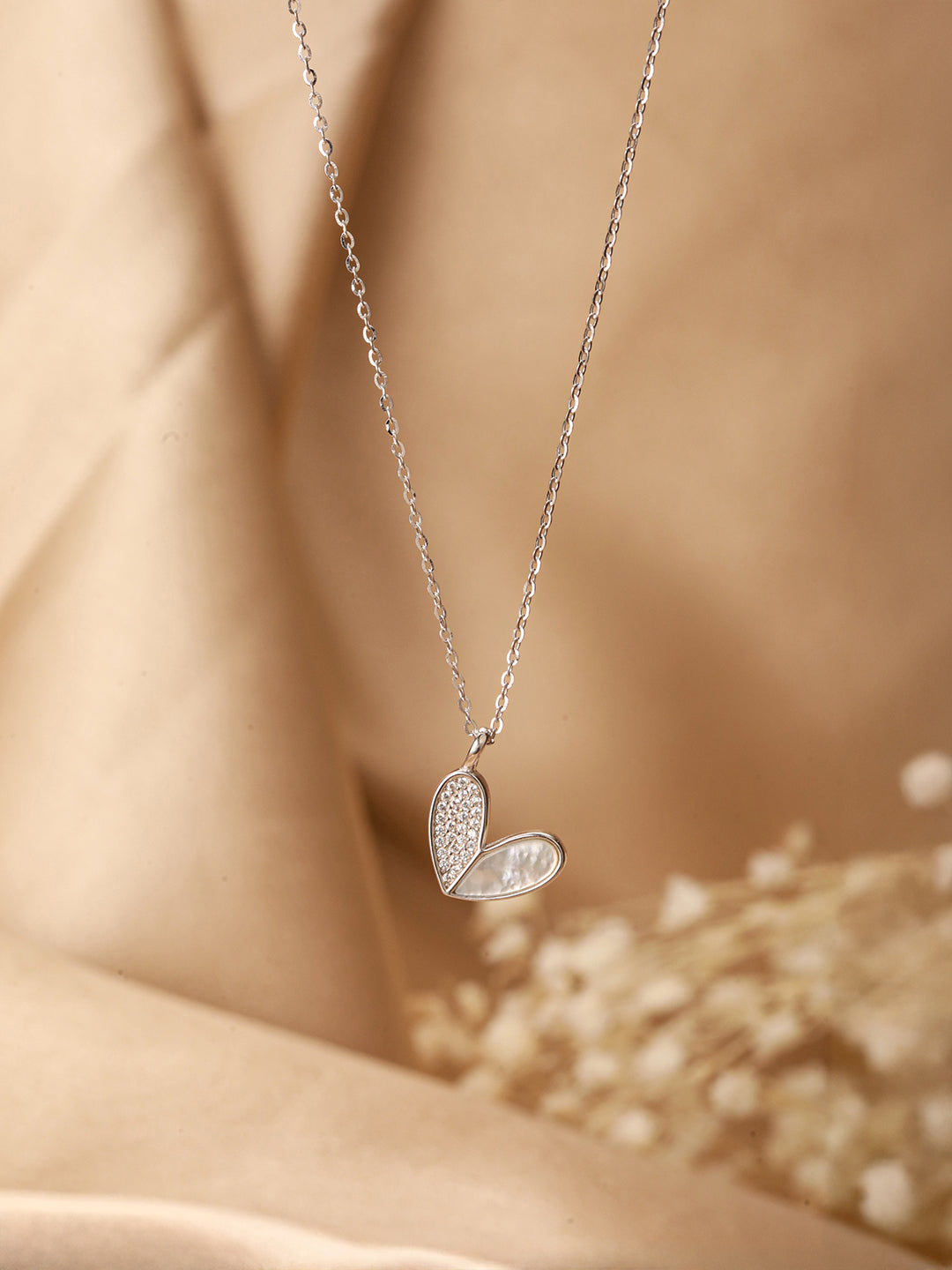 925 Sterling Silver CZ Studded Butterfly Charms Dainty Pendant Necklace & Chain