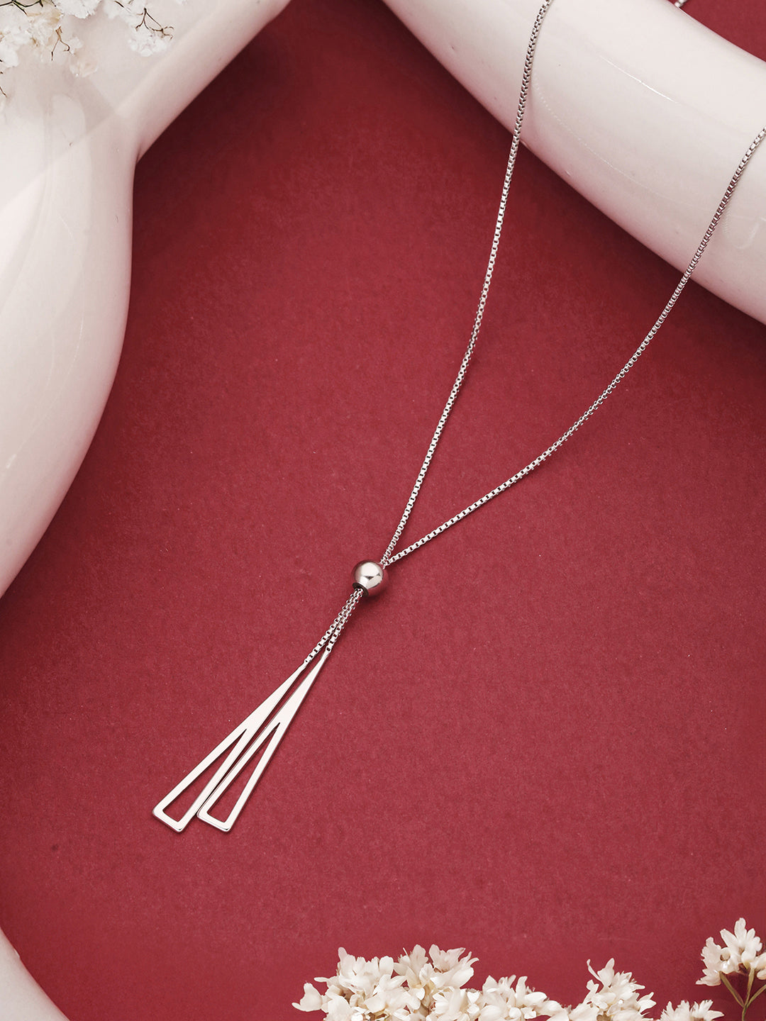 925 Sterling Silver Geometric  Long Tassel Minimal Necklace & Chain