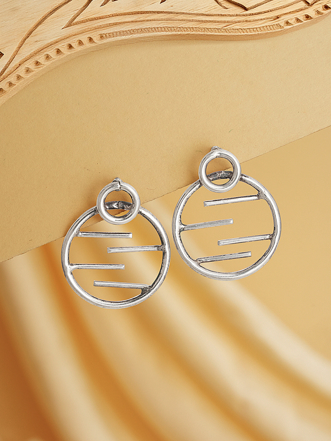 925 Sterling Silver Circular Quirky Statement Drop Minimal Earrings