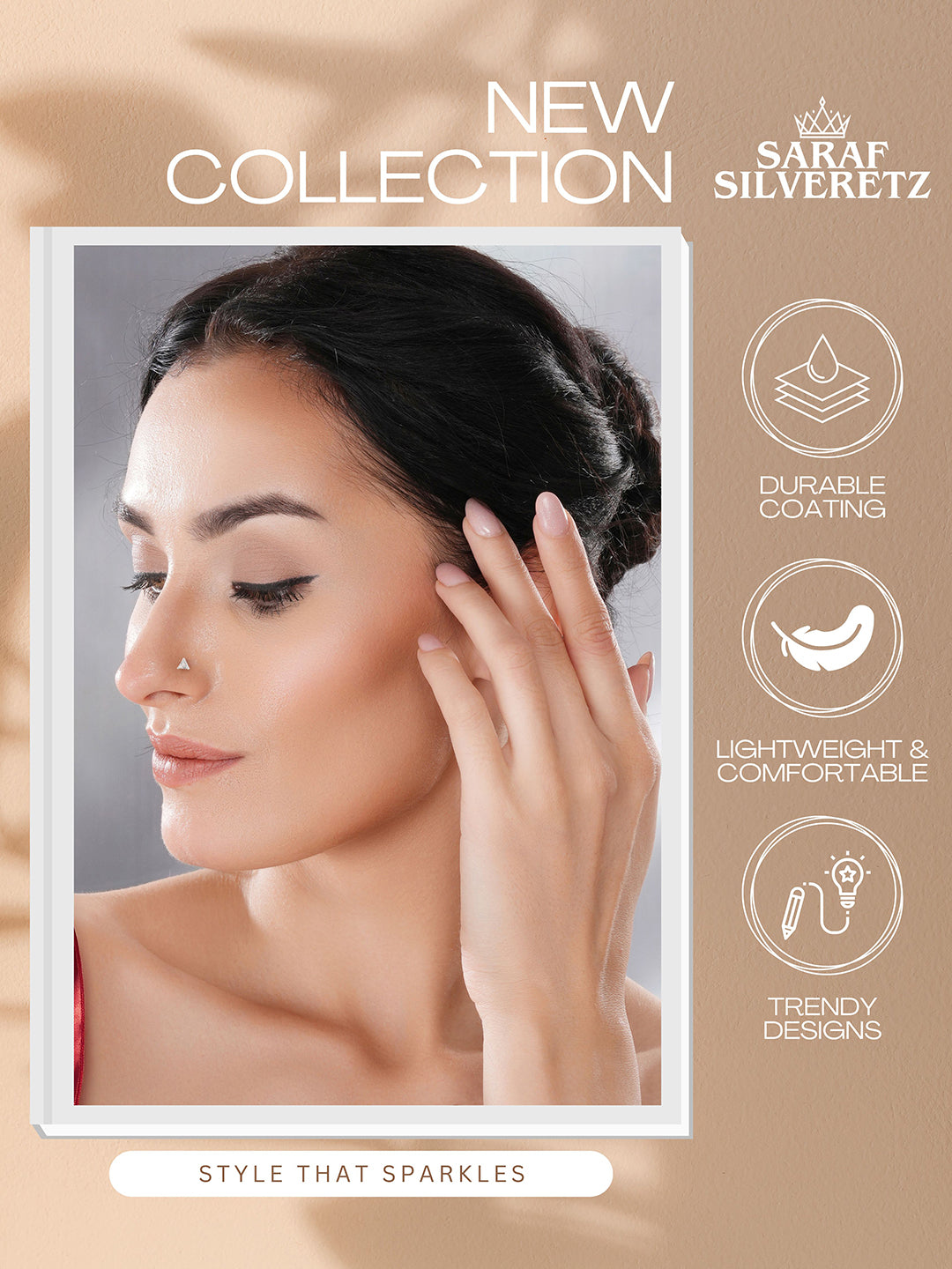 925 Sterling Silver Triangle Shaped AD Embellished Solitaire Shiny Nose Pin