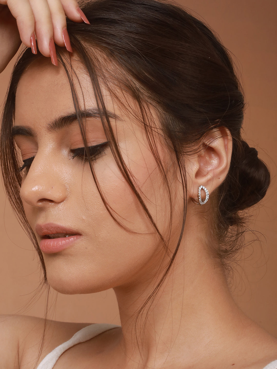 925 Sterling Silver Rhodium Plated minimal Bali Studds Earrings