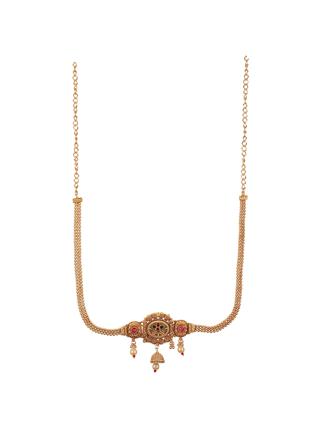 Gold Plated Kemp Studded Traditional Saree Hip Chain Waistband Kamarbandh