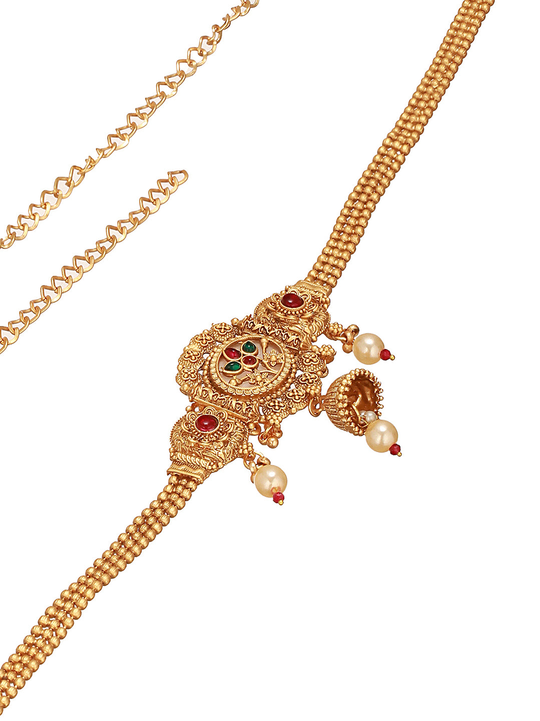 Gold Plated Kemp Studded Traditional Saree Hip Chain Waistband Kamarbandh