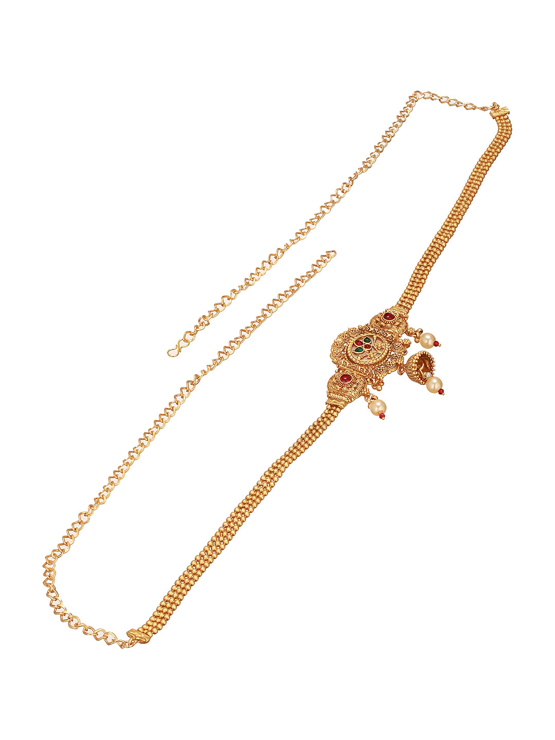 Gold Plated Kemp Studded Traditional Saree Hip Chain Waistband Kamarbandh