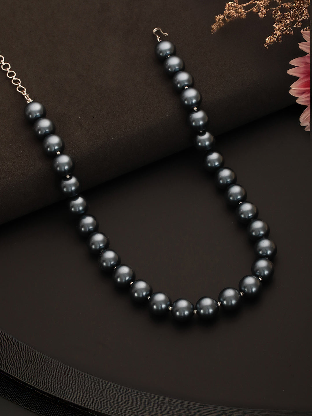 Anti-Tarnish Grey faux Pearls Stirng Mala Dailywear Necklace & Chain