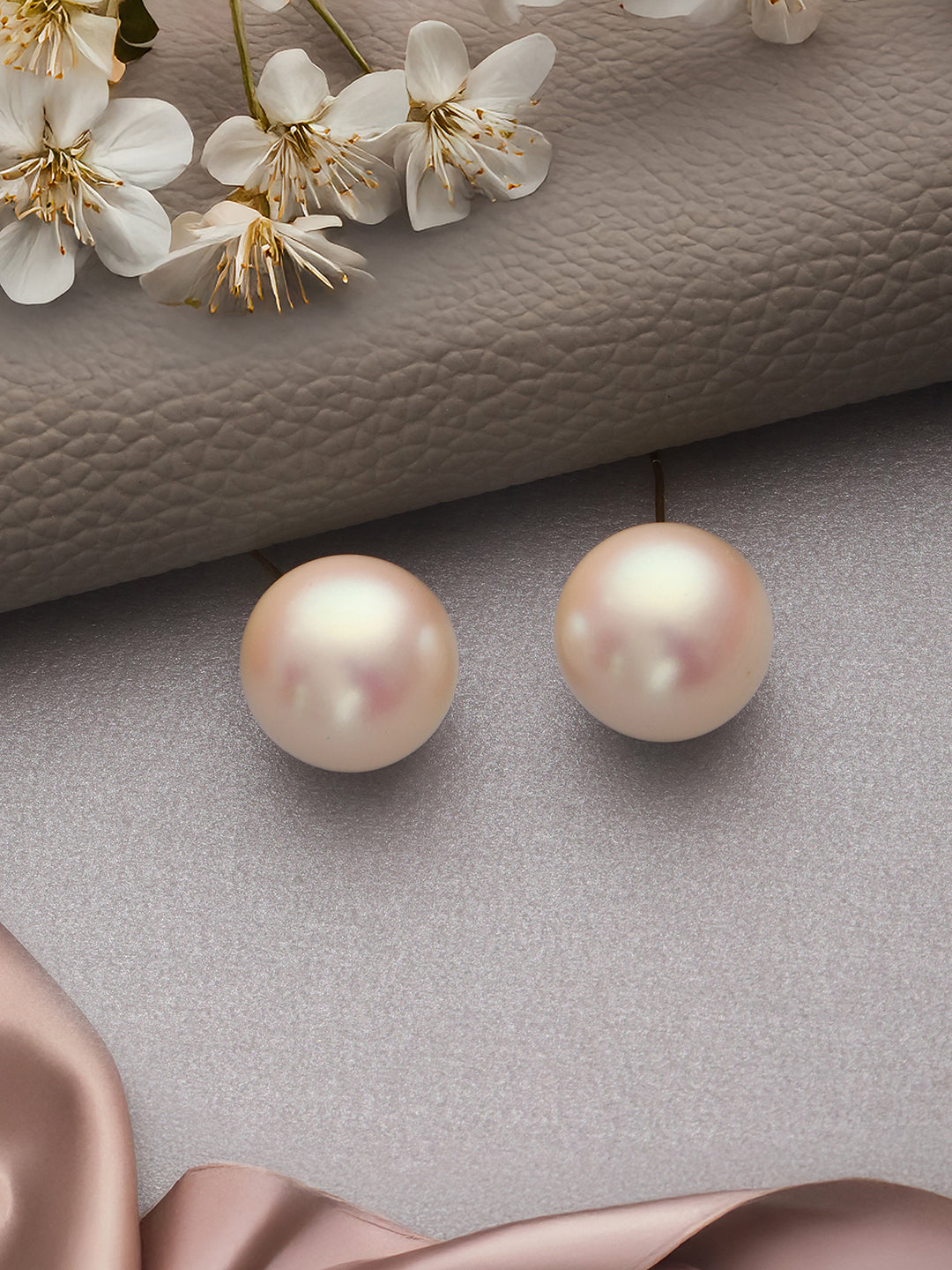 Anti-Tarnish Gold Toned Round  Pearl Studds 16 mm  Studds Earrings