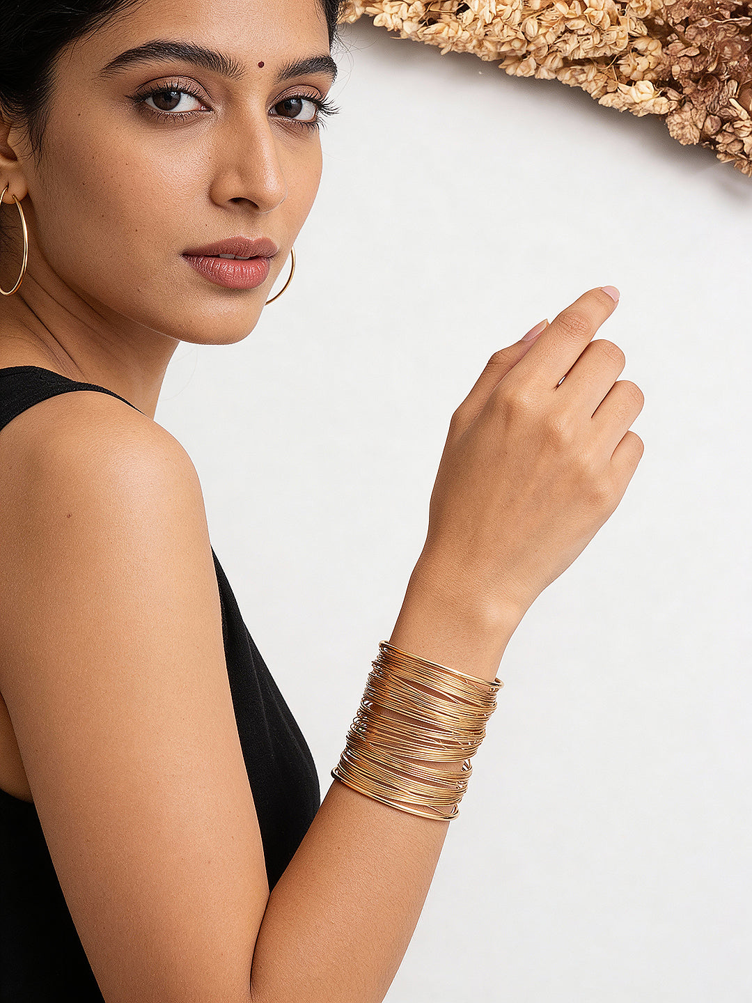 Gold Tones Multi layered Designer  Cuff Bracelet