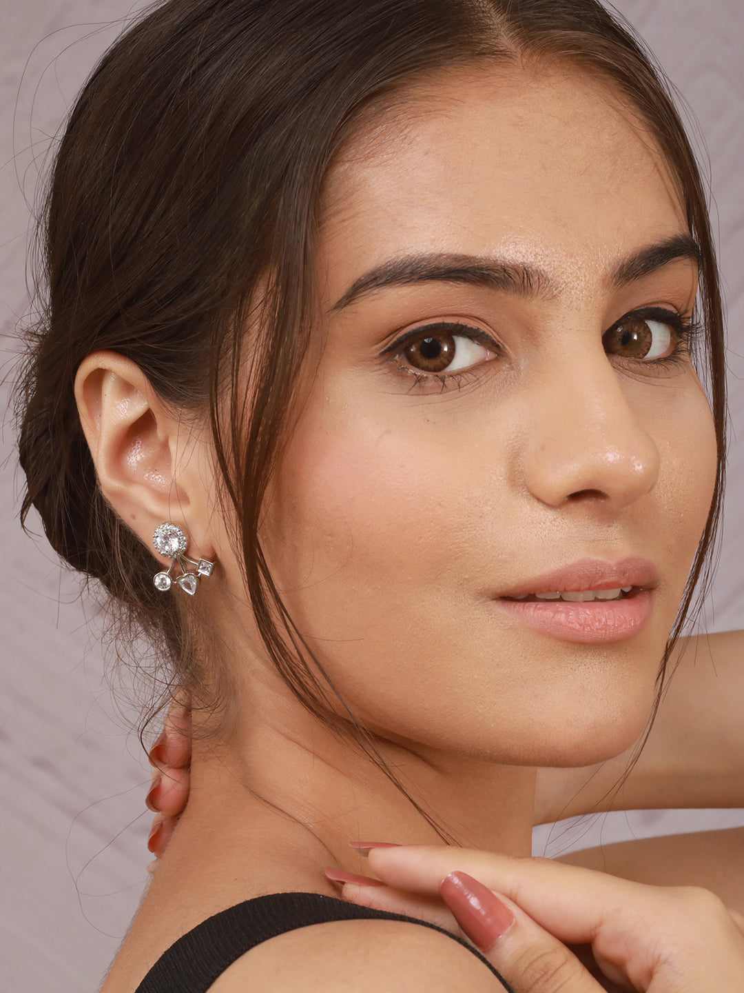 925 Sterling Silver Cubic Zirconia  Solitaire Drop Earrings