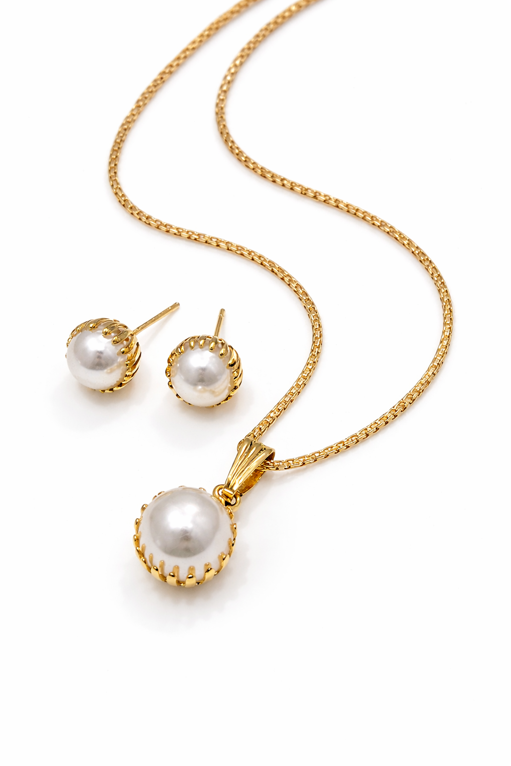 Minimal Pearl Pendant & Earrings with Jewellery Box