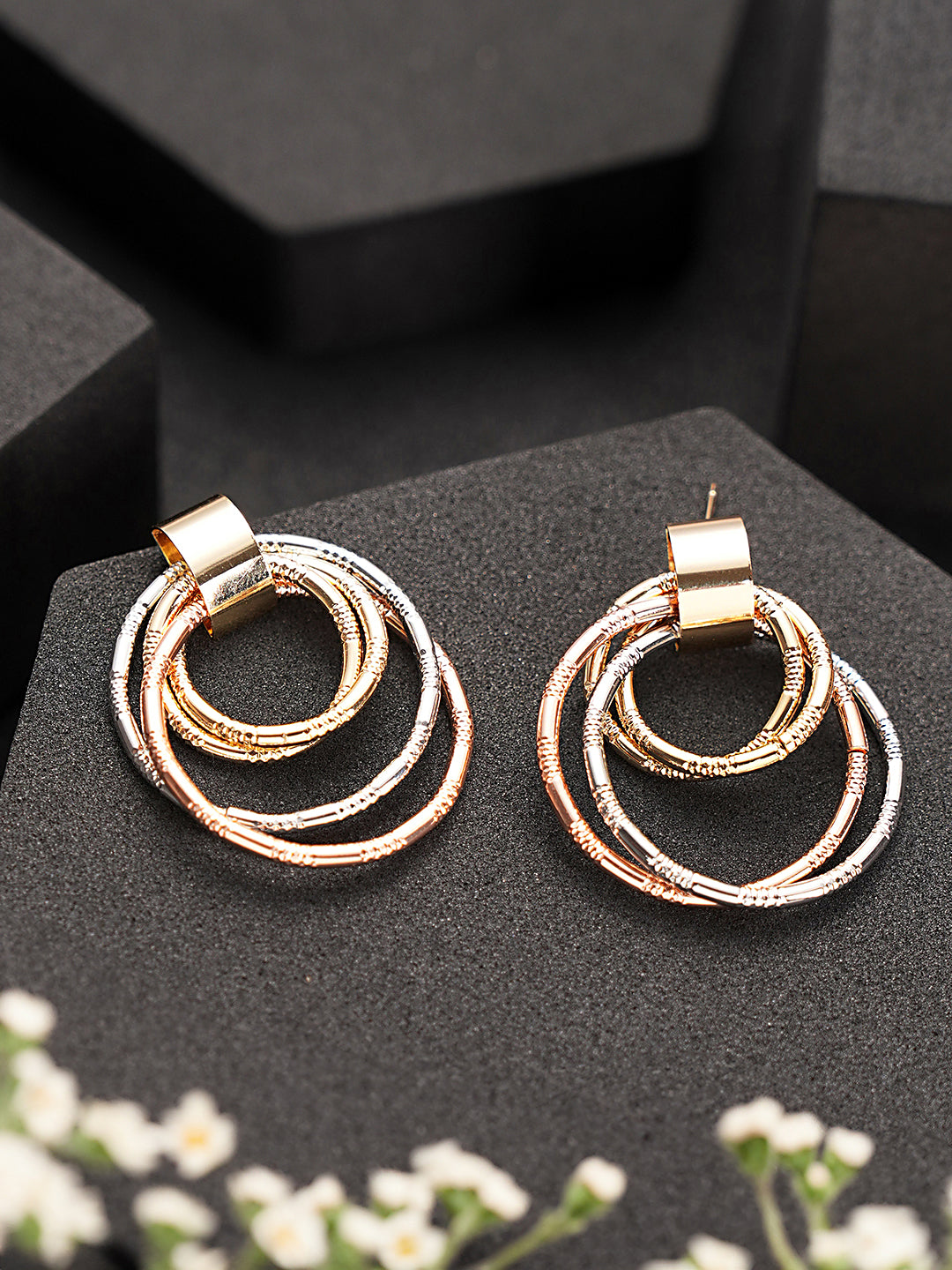 Anti-Tarnish Gold Plated Concentric Small Hoop Minimal Studds earrings