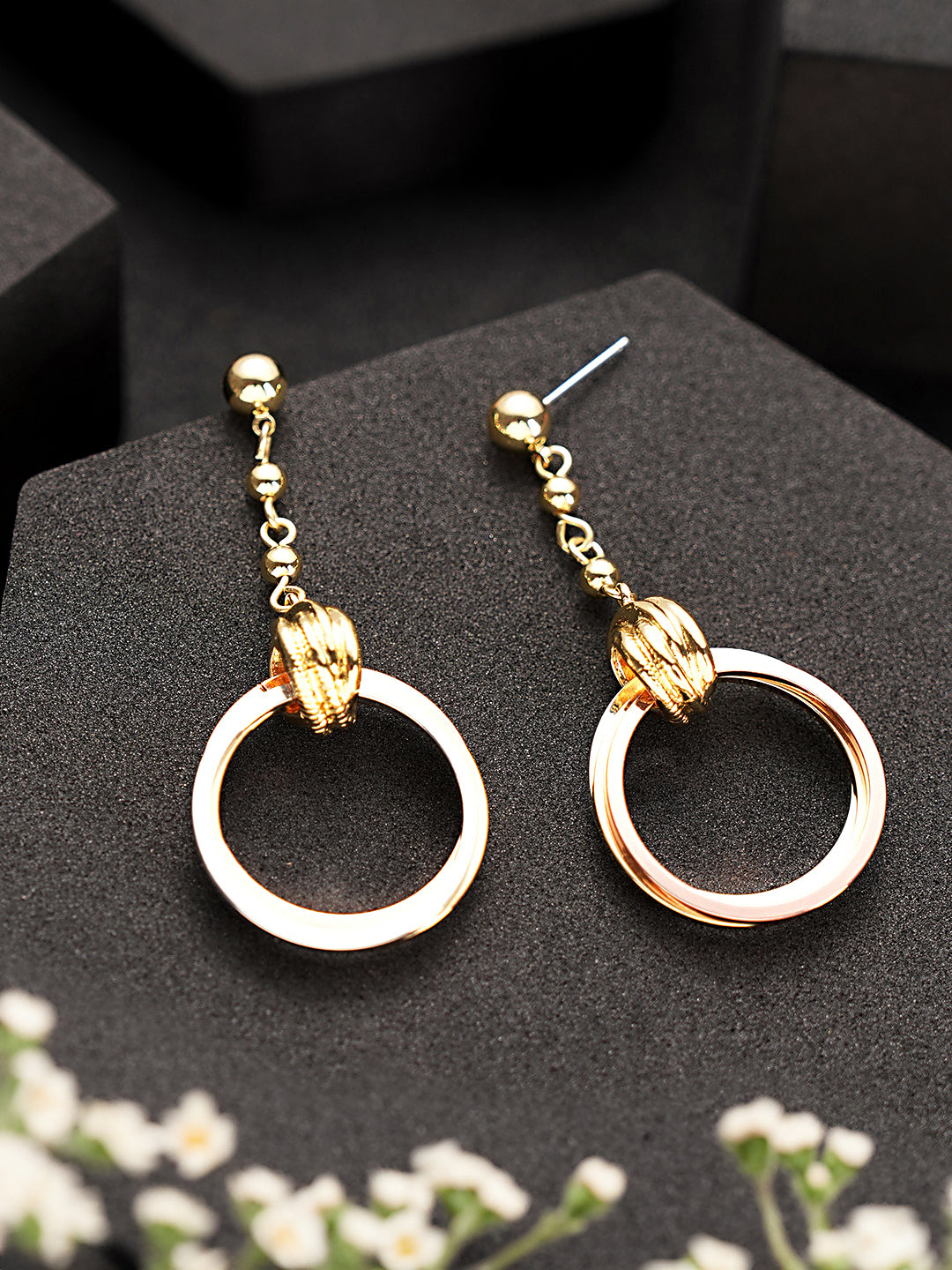 Anti-Tarnish 18k Tri Colored Gold Polish Knotted Drop Earrings