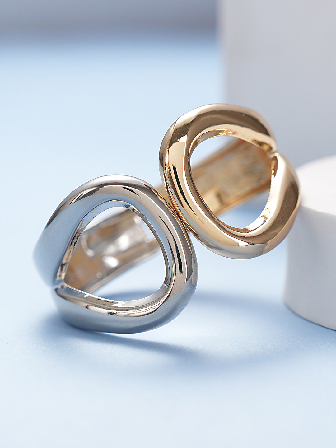 Anti-Tarnish 18k Dual Toned Quirky Kada Cuff Bracelet