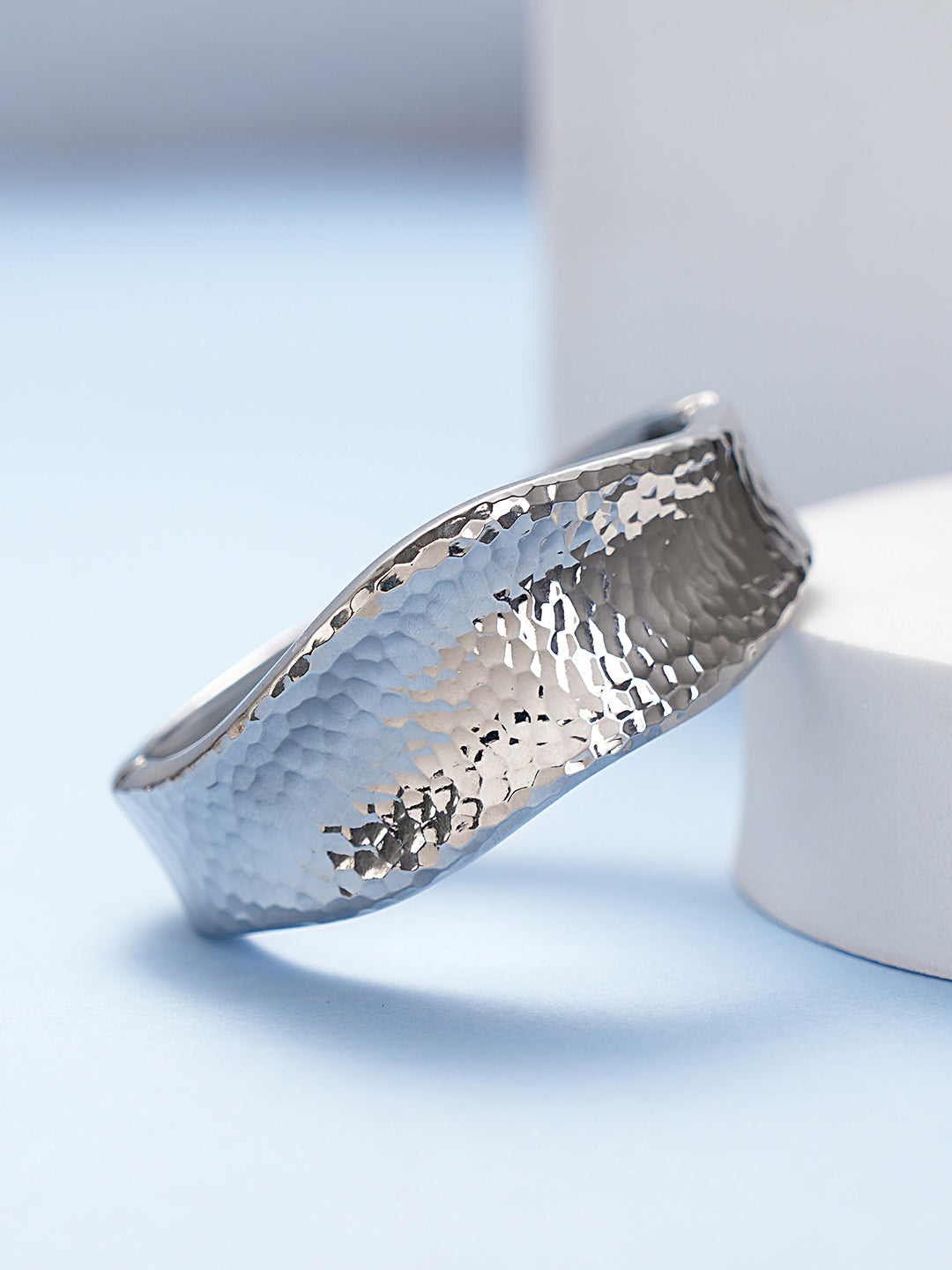 Anti-Tarnish Silver Plated Molten Cuff Bracelet