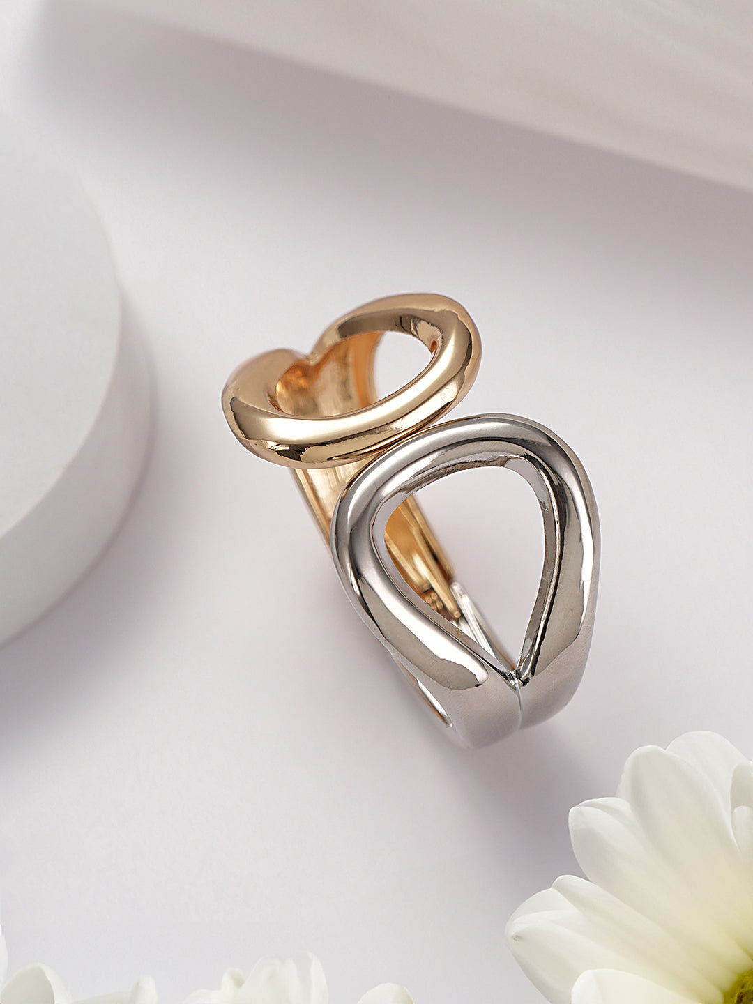 Anti-Tarnish 18k Dual Toned Quirky Kada Cuff Bracelet