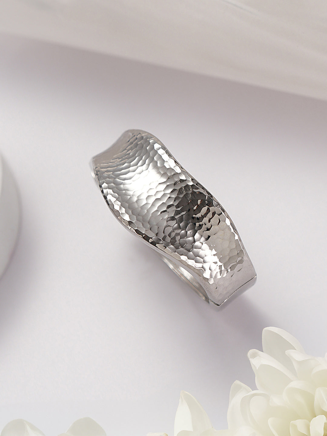 Anti-Tarnish Silver Plated Molten Cuff Bracelet