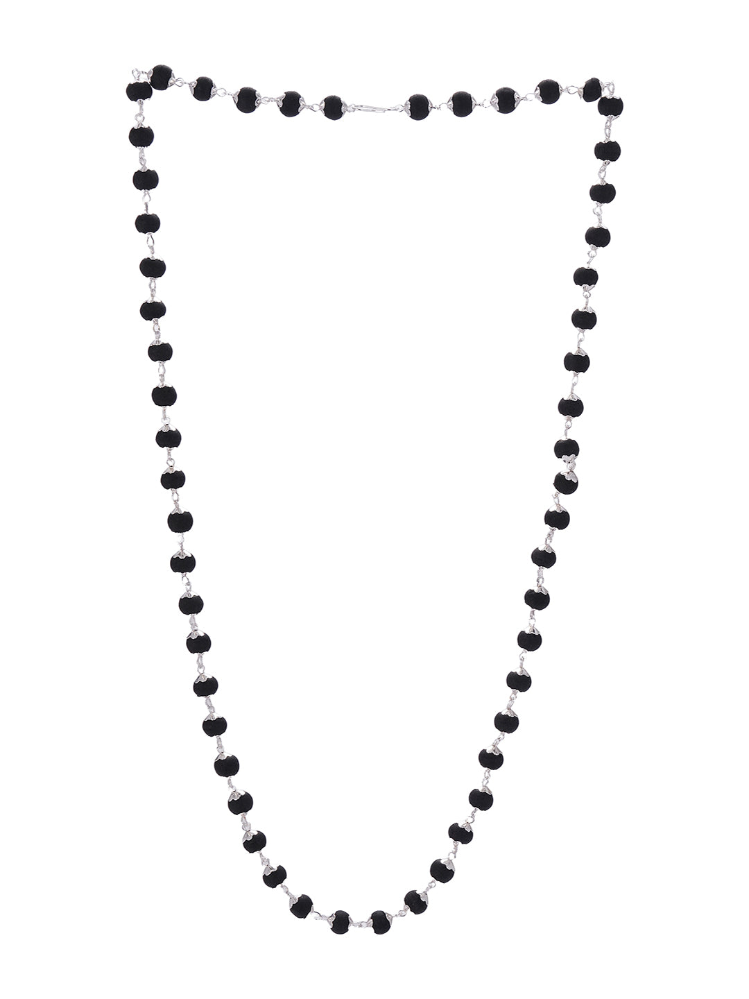 Divine Statement Karungali Mala With Silver Plated Cap Necklace With Lab Certificate For Minimal Style .