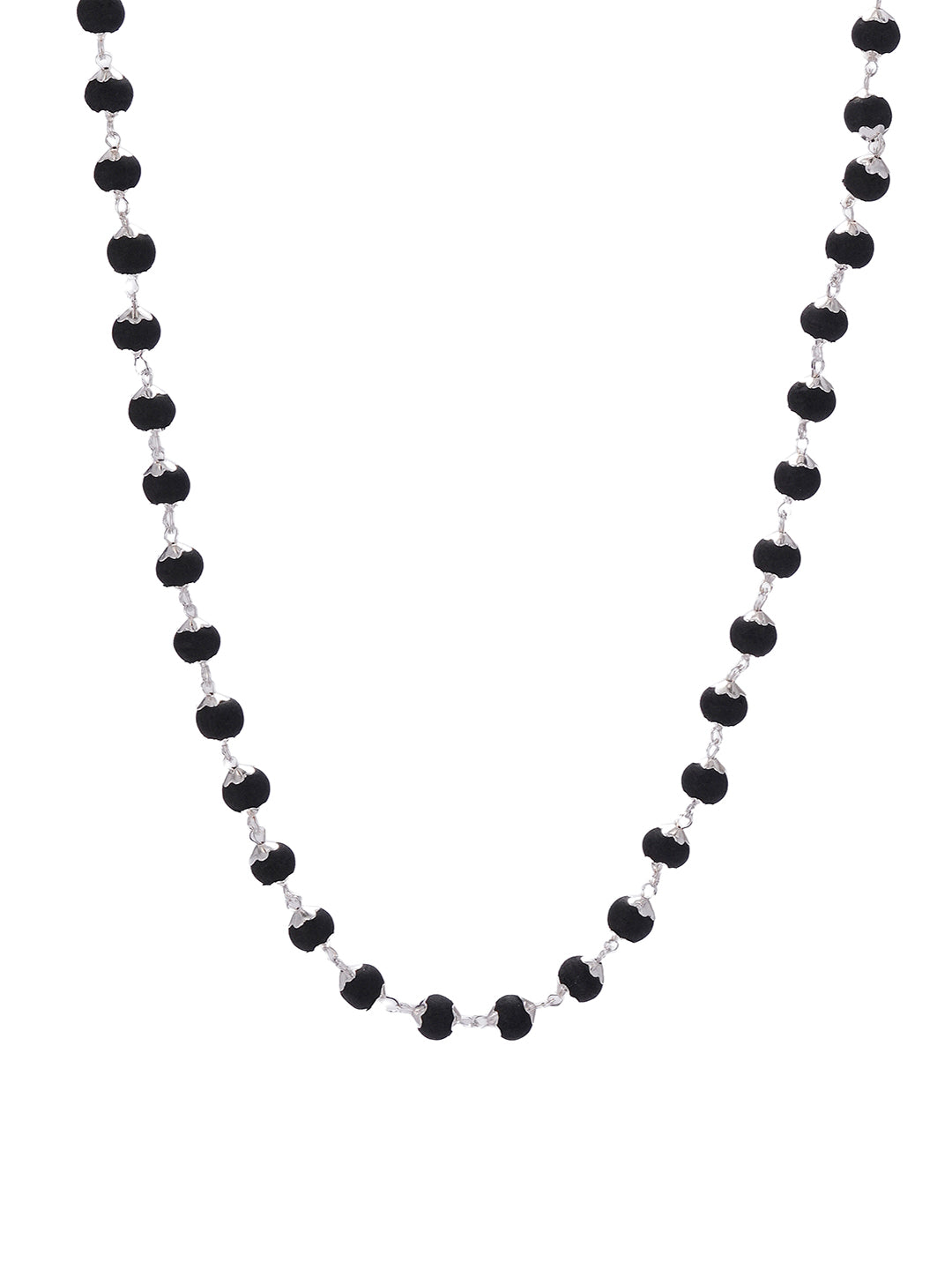 Divine Statement Karungali Mala With Silver Plated Cap Necklace With Lab Certificate For Minimal Style .