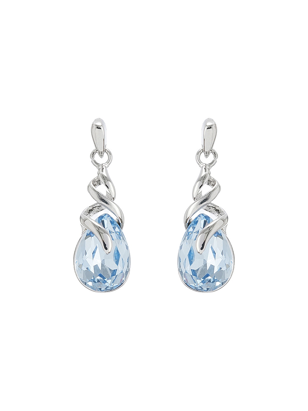 Elegant Blue Teardrop Pendant Necklace & Earrings Set