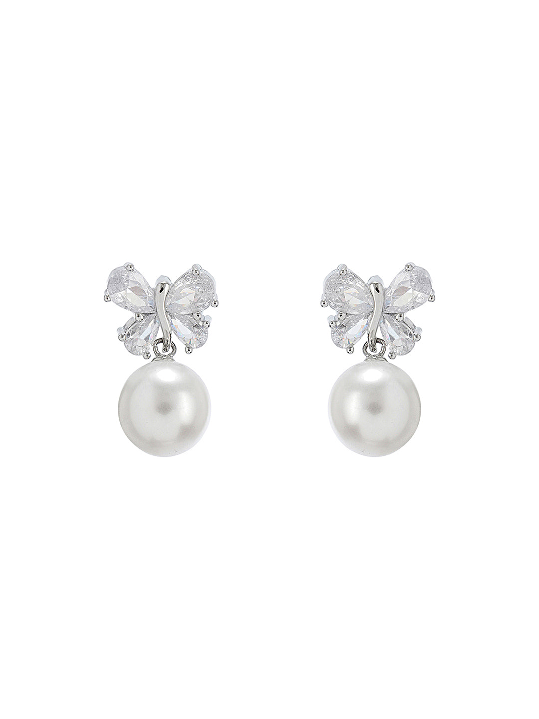 Elegant Pearl & Butterfly Pendant with Matching Earrings