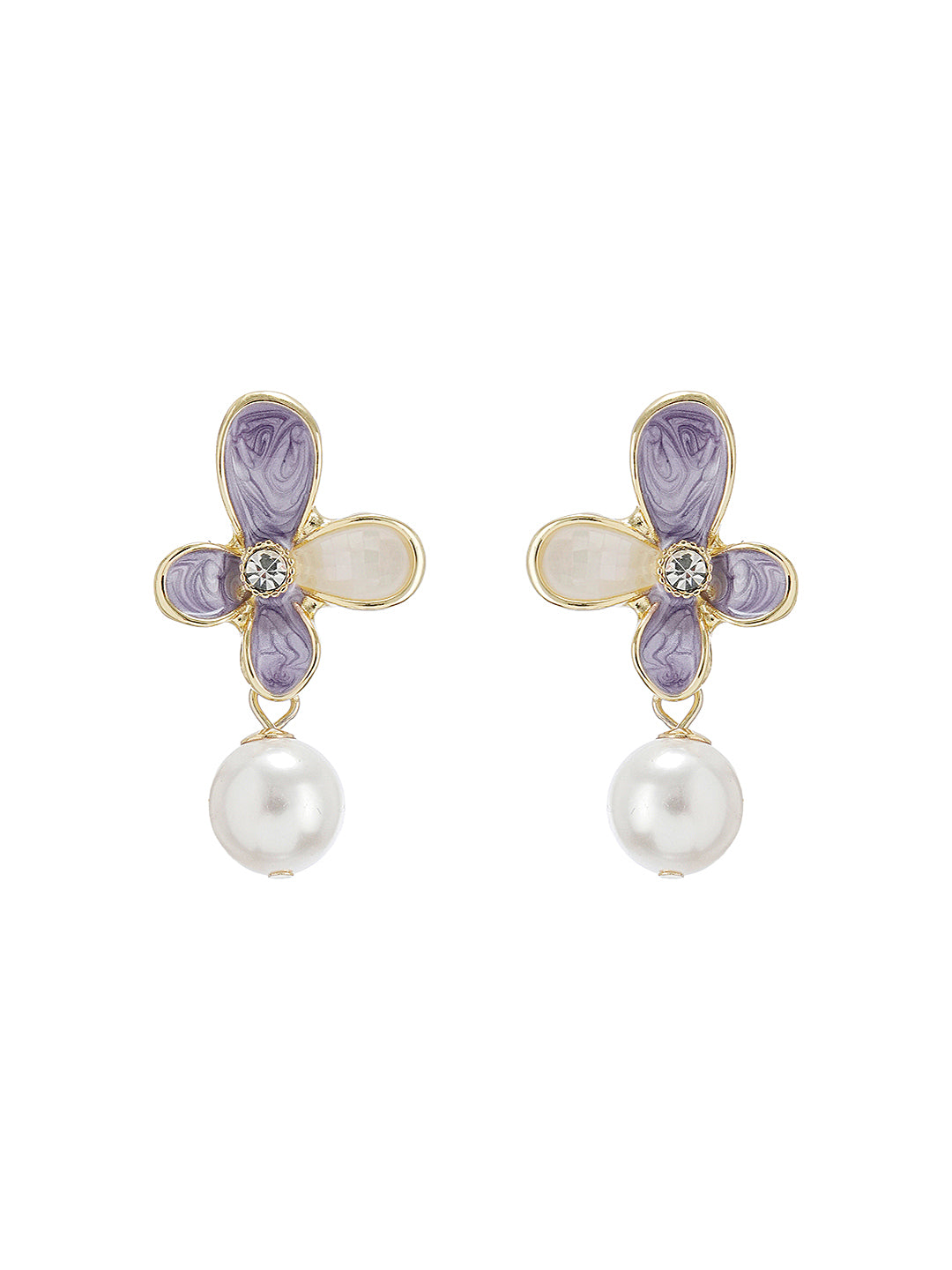 Floral Butterfly Pearl Pendant Necklace & Earrings Set