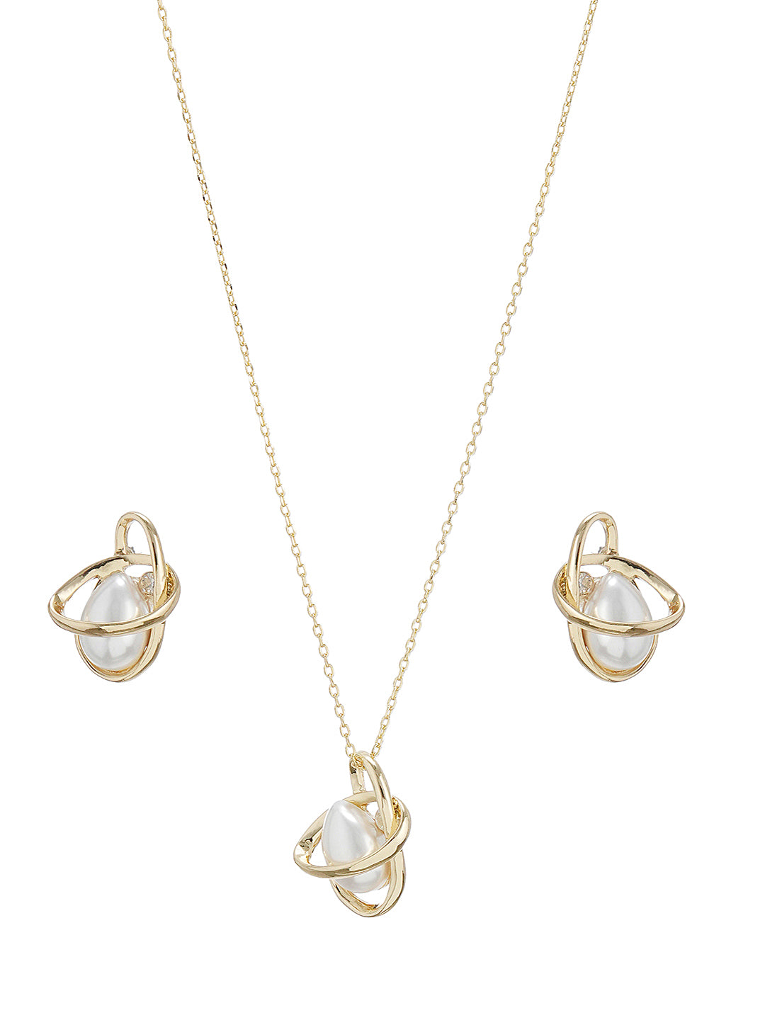 Elegant Pearl Pendant with Modern Gold-Tone Design