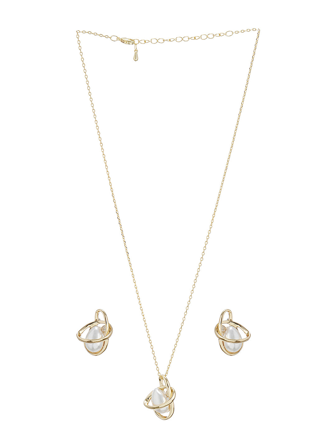 Elegant Pearl Pendant with Modern Gold-Tone Design