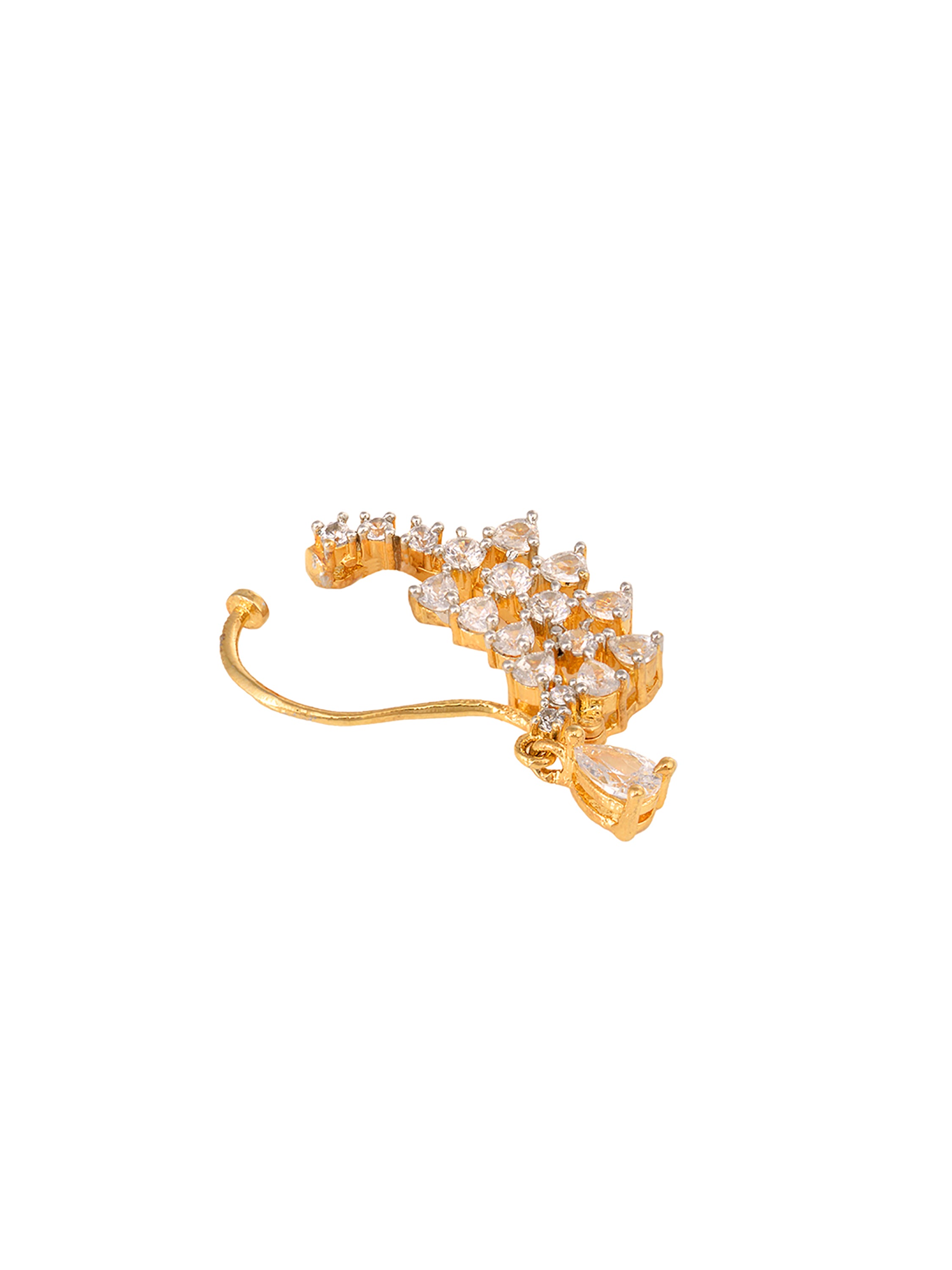 Gold plated AD studded Handcrafted Nose Ring