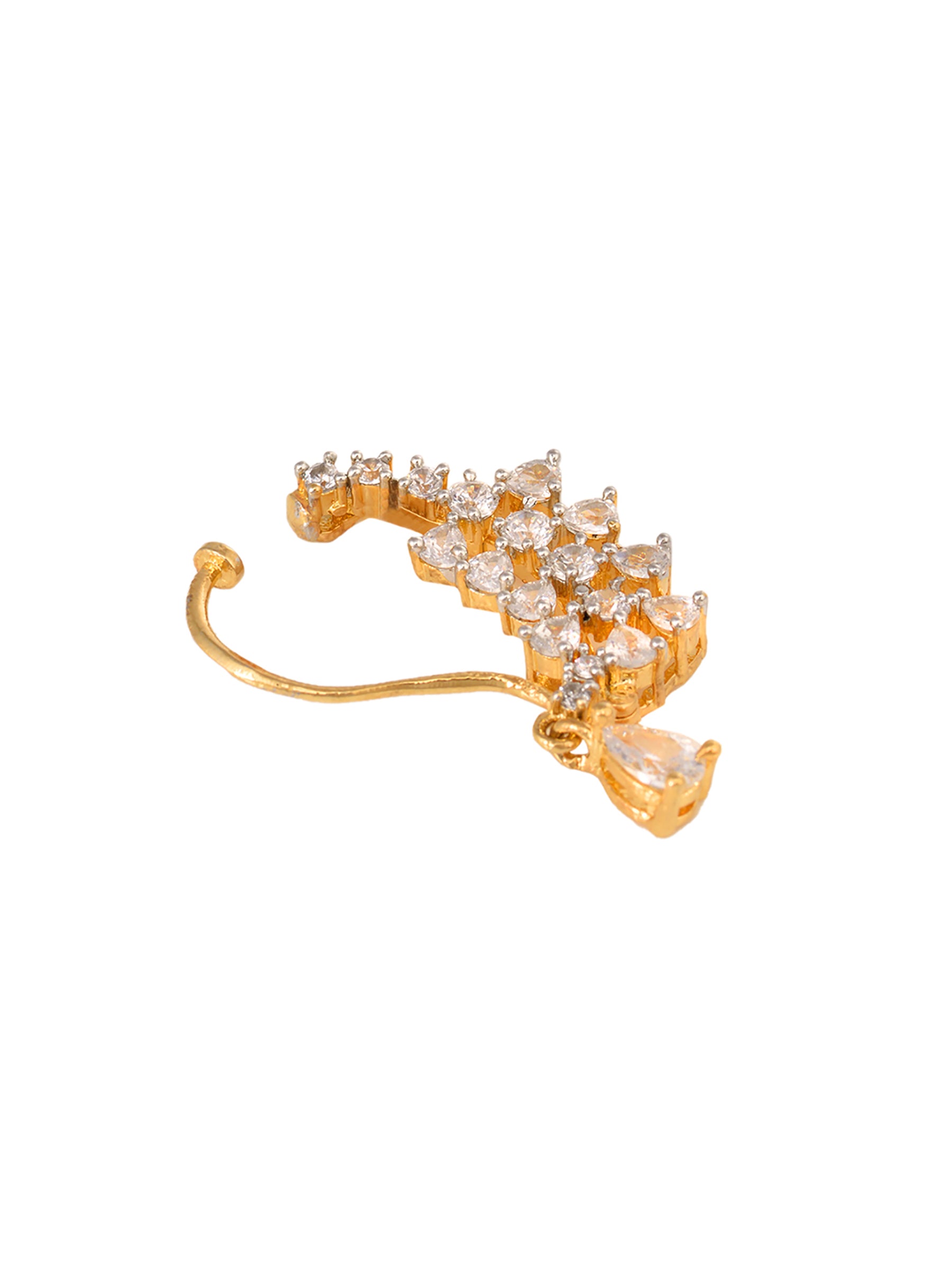 Gold plated AD studded Handcrafted Nose Ring
