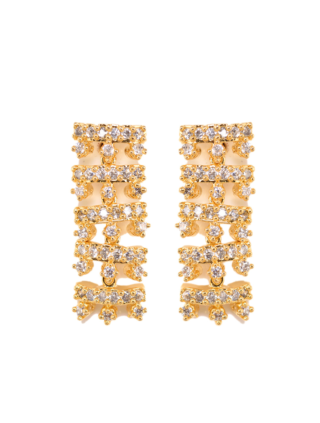 Gold Plated white AD Studded fancy Choker Necklace and Earrings Set