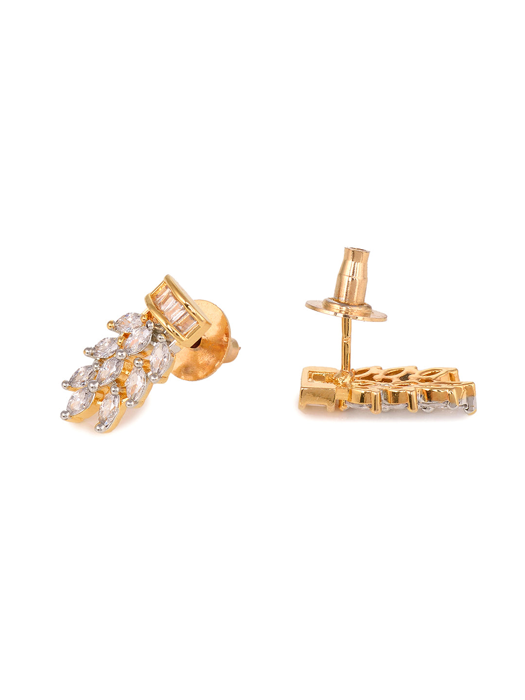 Gold Plated Black beads AD Studded Contemporary Mangalsutra Pendant and Earrings Set