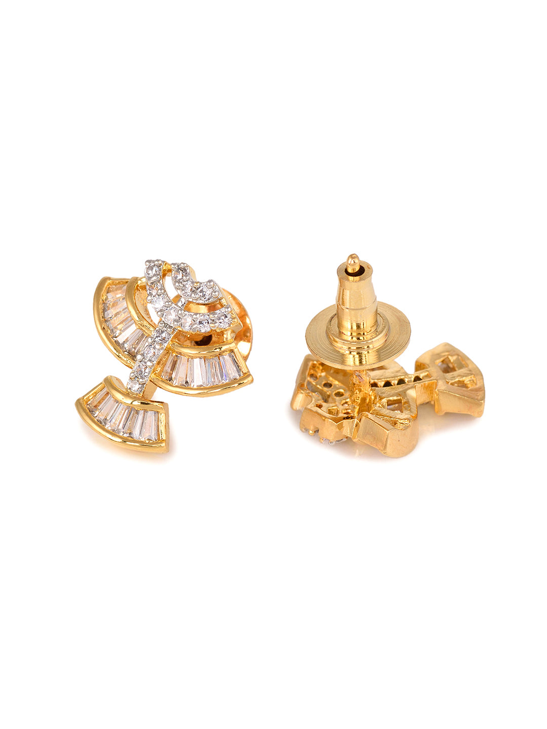 Gold Plated Black Beads AD Studded Mangalsutra Pendant Earrings Set