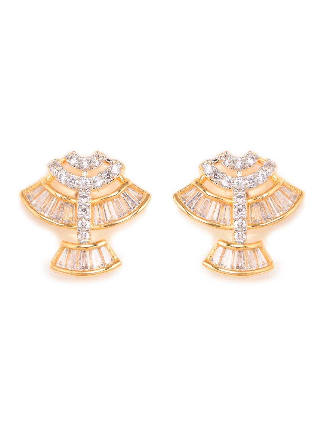 Gold Plated Black Beads AD Studded Mangalsutra Pendant Earrings Set