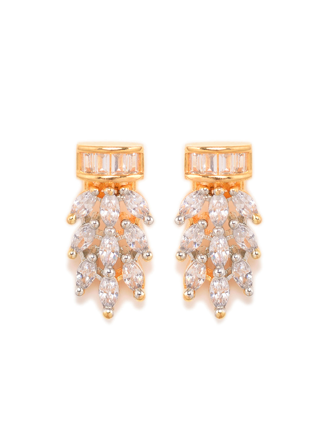 Gold Plated Black beads AD Studded Contemporary Mangalsutra Pendant and Earrings Set