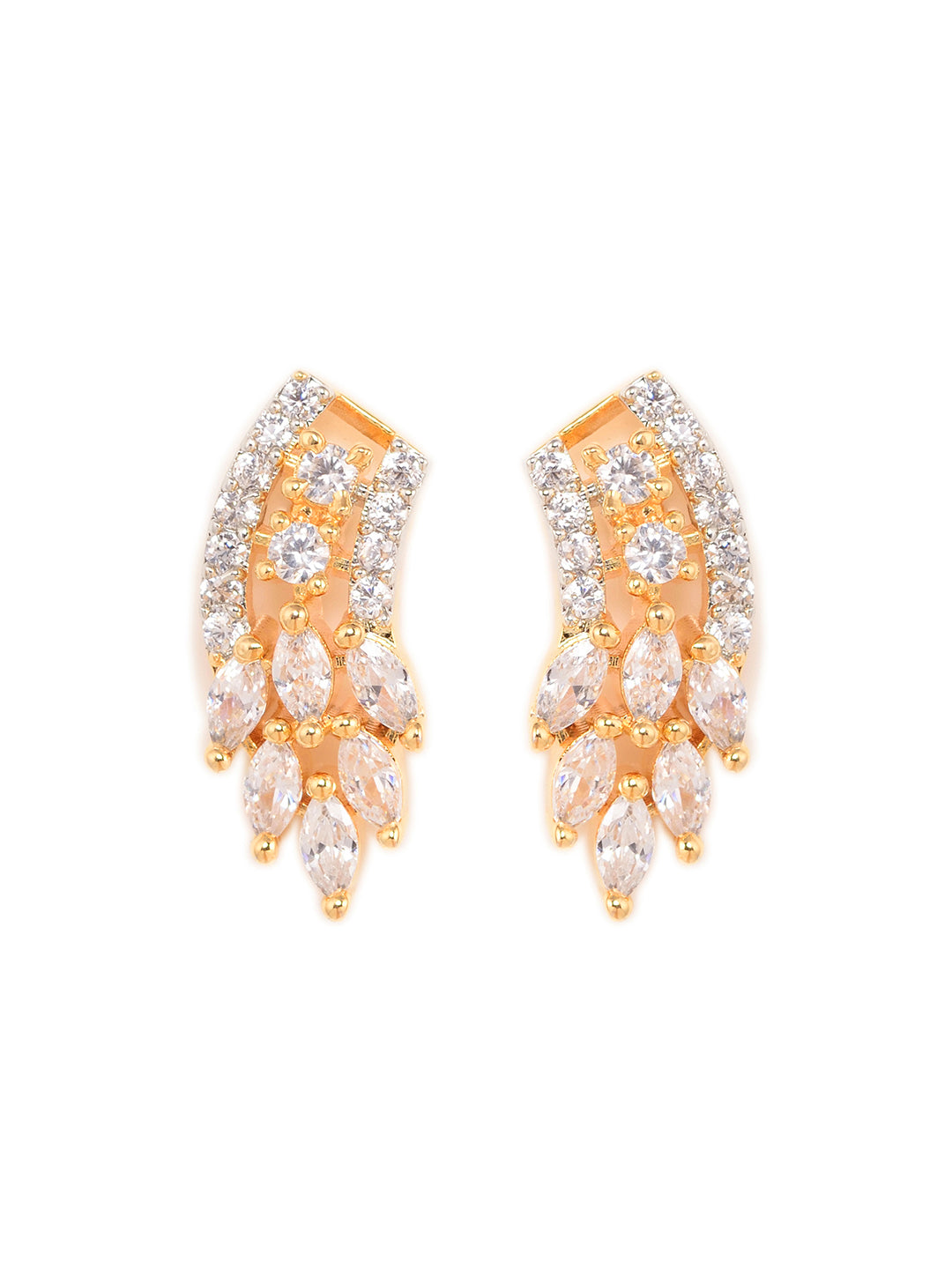 Gold Plated Black Beads AD Studded Designer Mangalsutra Combo Earrings Set