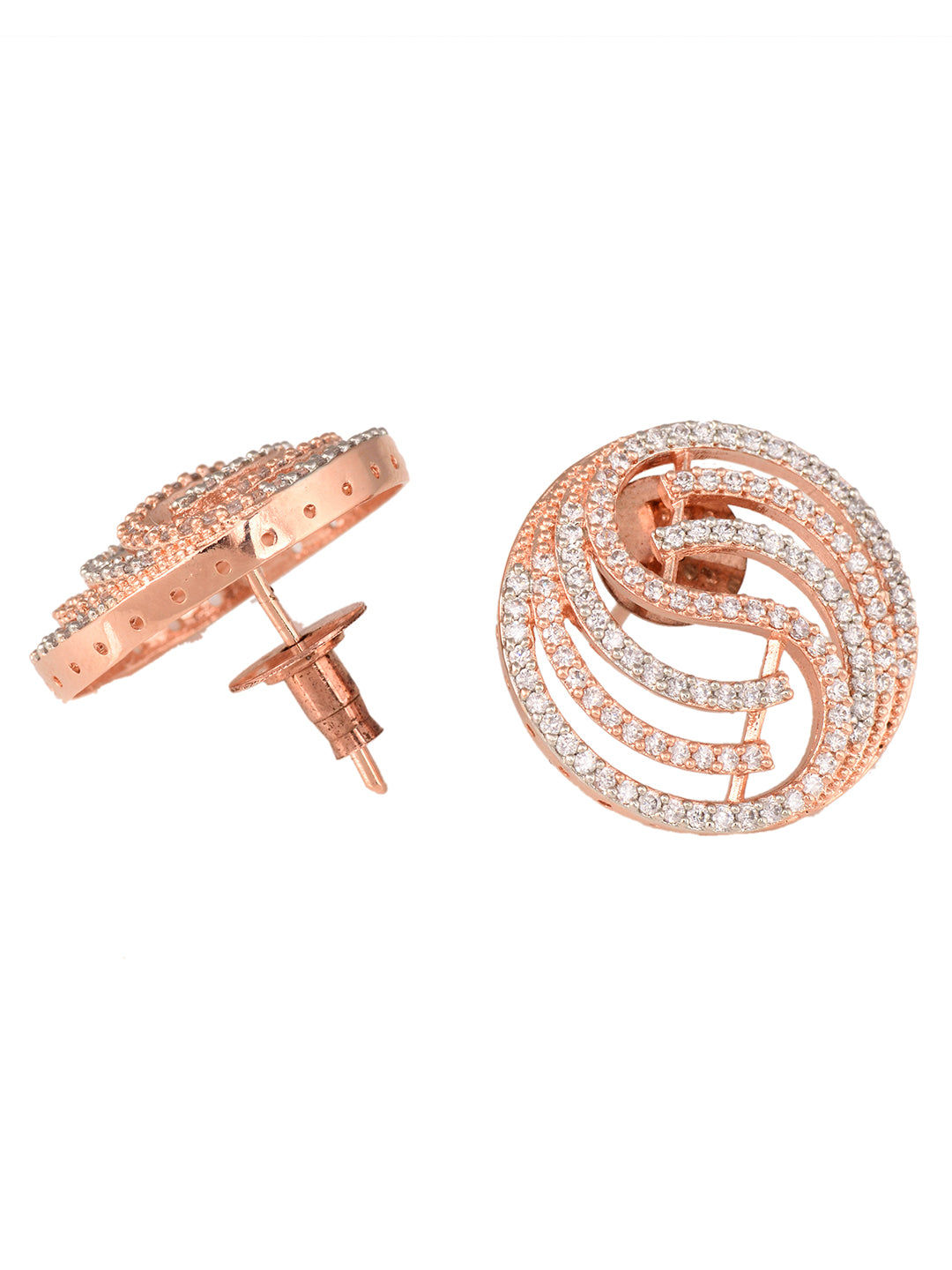 Rose Gold plated AD studded Contemporary Stud Earrings