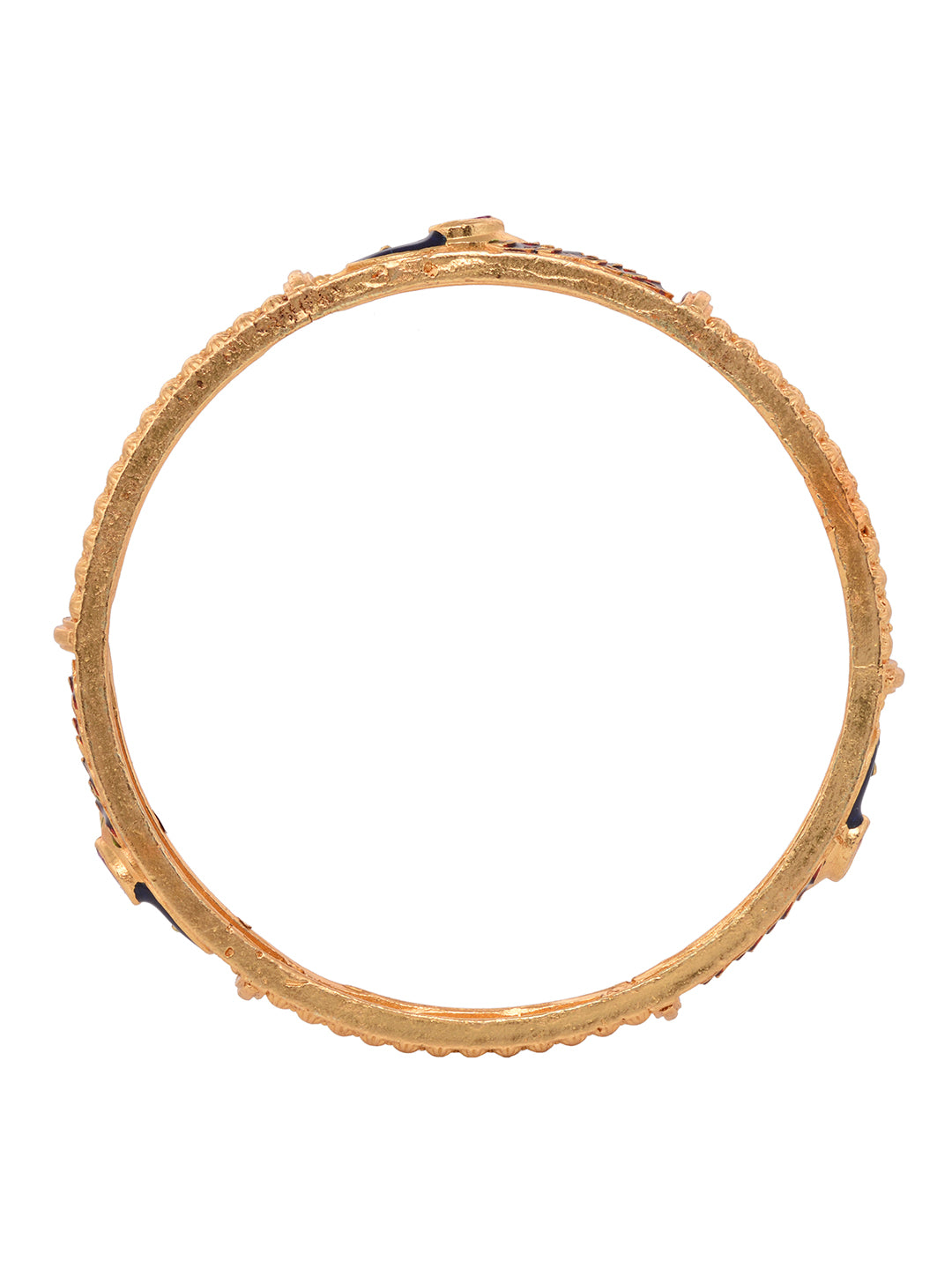 Set Of 2 Gold Plated Multicolored Peacock Design Handcrafted Bangles