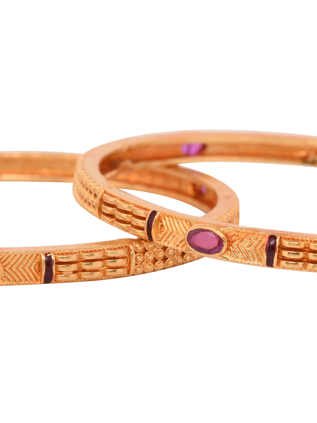 Set Of 2 Gold Plated Pink Stone Studded handcrafted Bangles