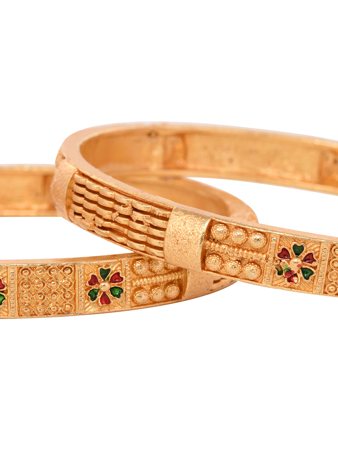 set Of 2 Gold Plated Multi colored Floral Designer Handcrafted Bangles