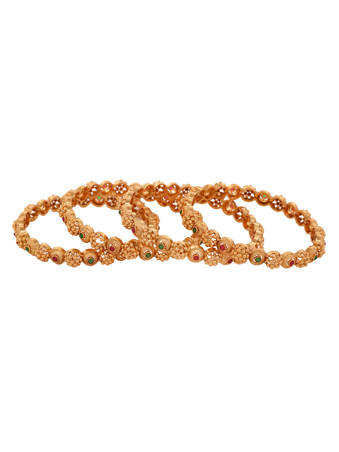 Set Of 2 Gold Plated White AD Studded Handcrafted Designer Bangles