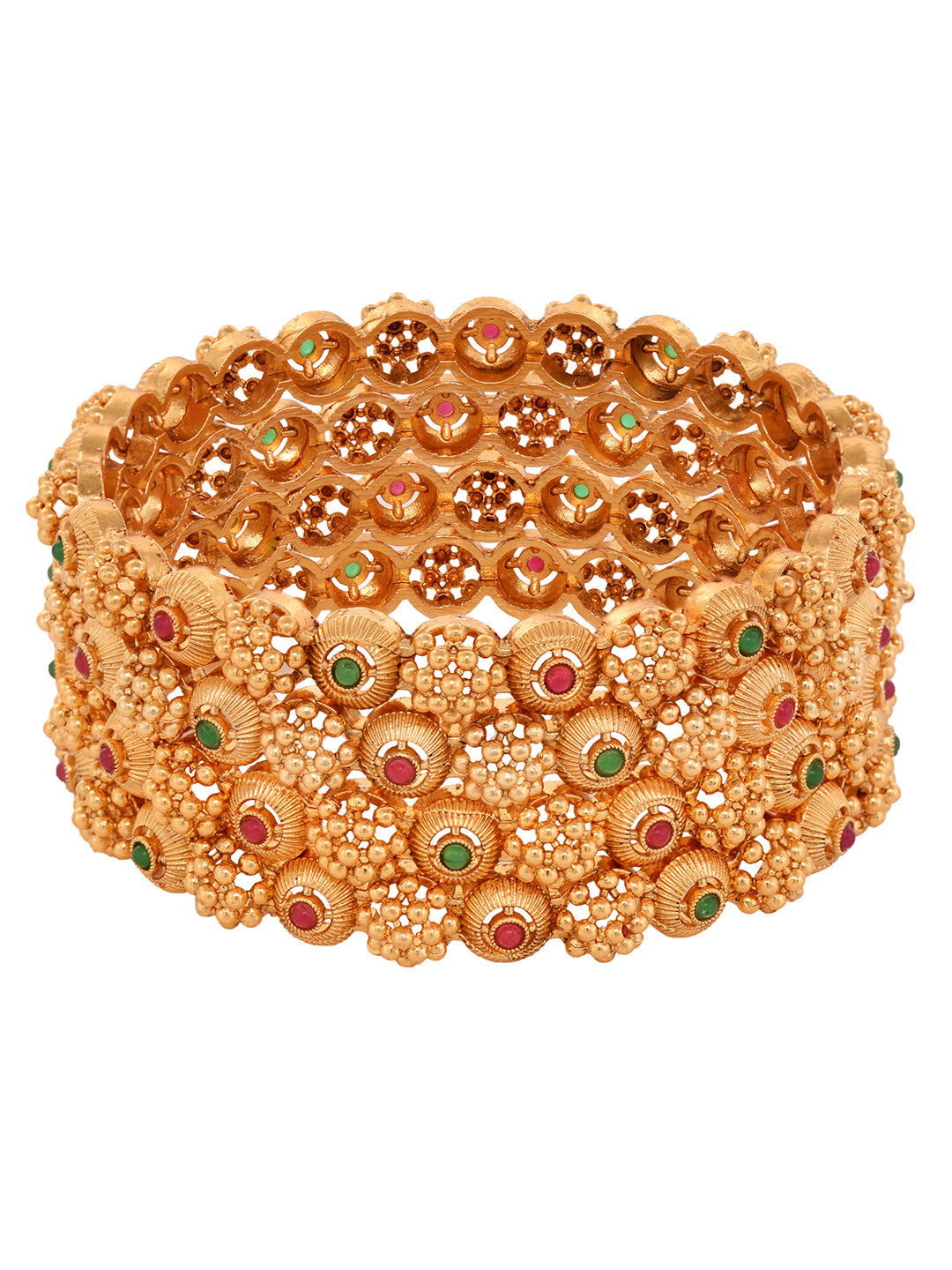 Set Of 2 Gold Plated White AD Studded Handcrafted Designer Bangles