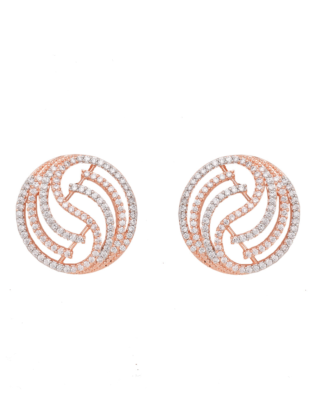 Rose Gold plated AD studded Contemporary Stud Earrings
