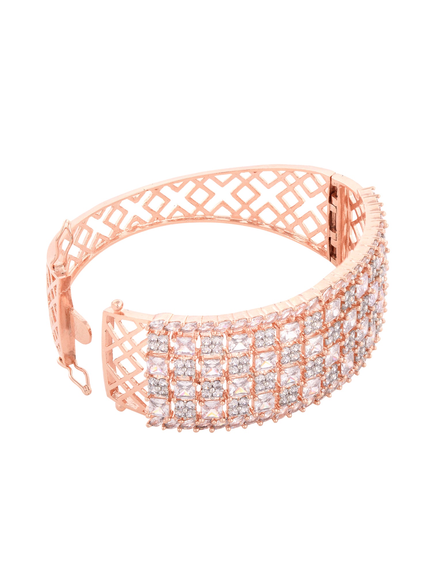 Rose Gold Plated White AD studded Handcrafted Contemporary Barcelet