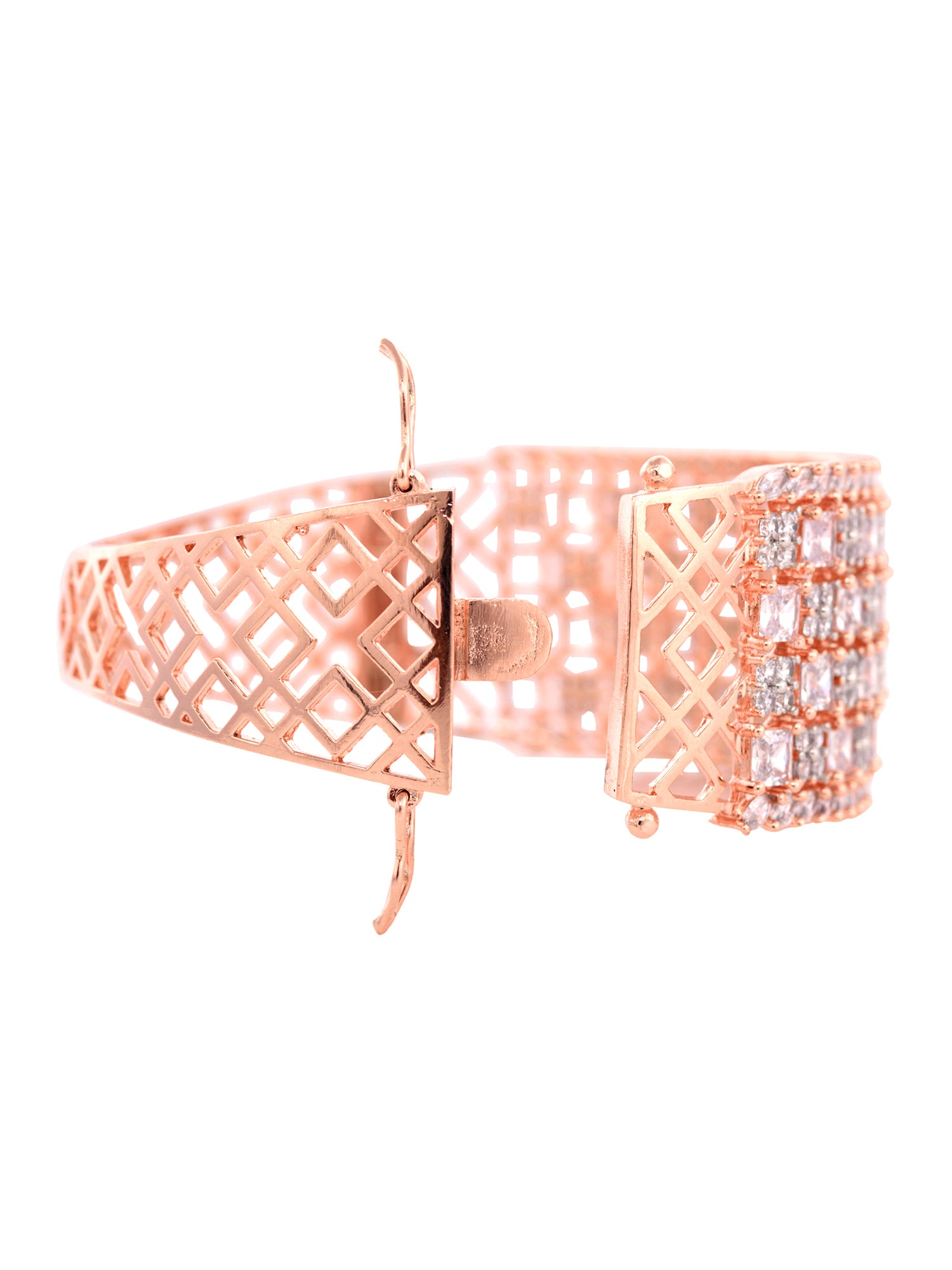Rose Gold Plated White AD studded Handcrafted Contemporary Barcelet