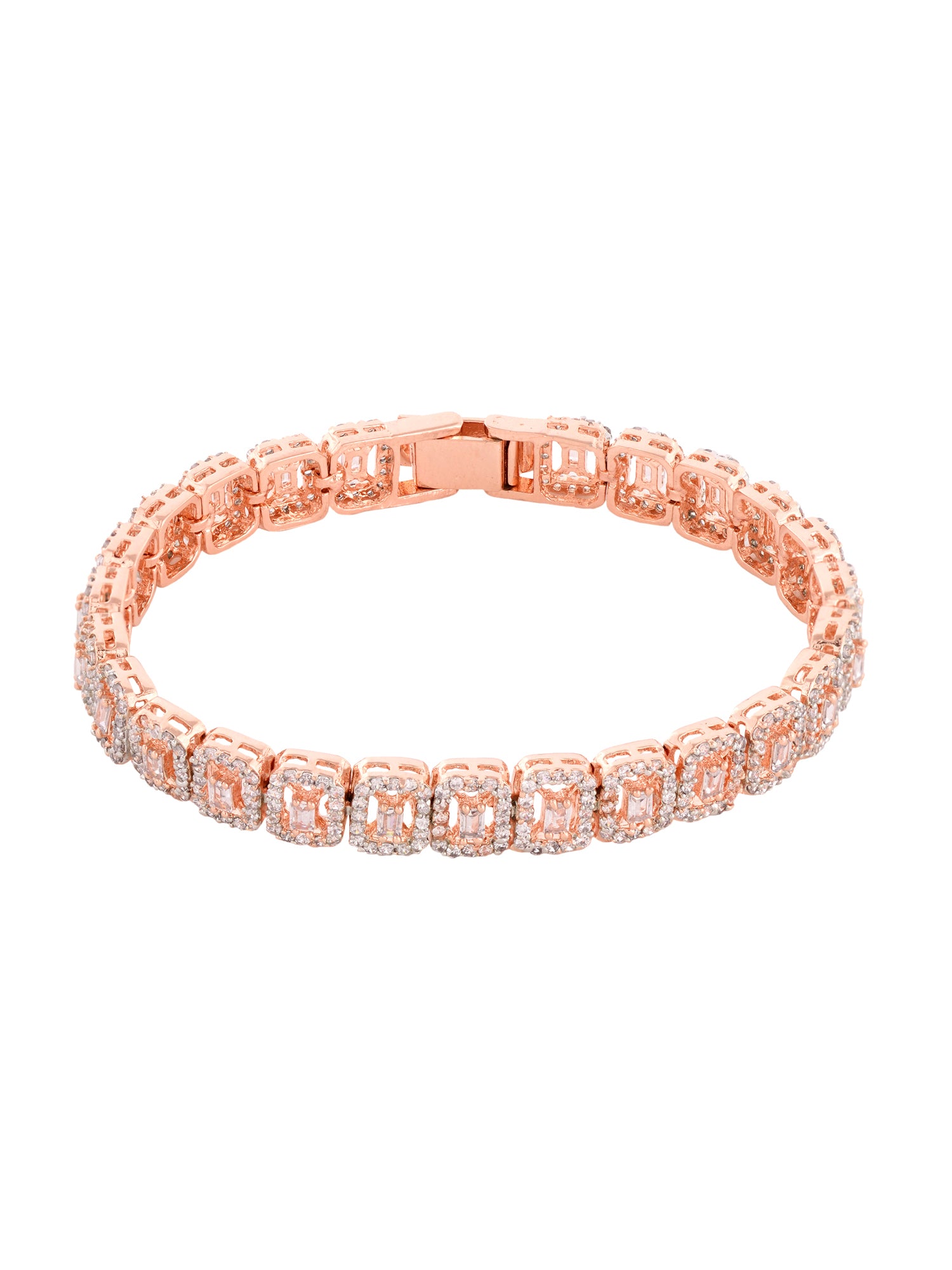 Rose Gold Plated White AD studded Tennis wraparound Bracelet