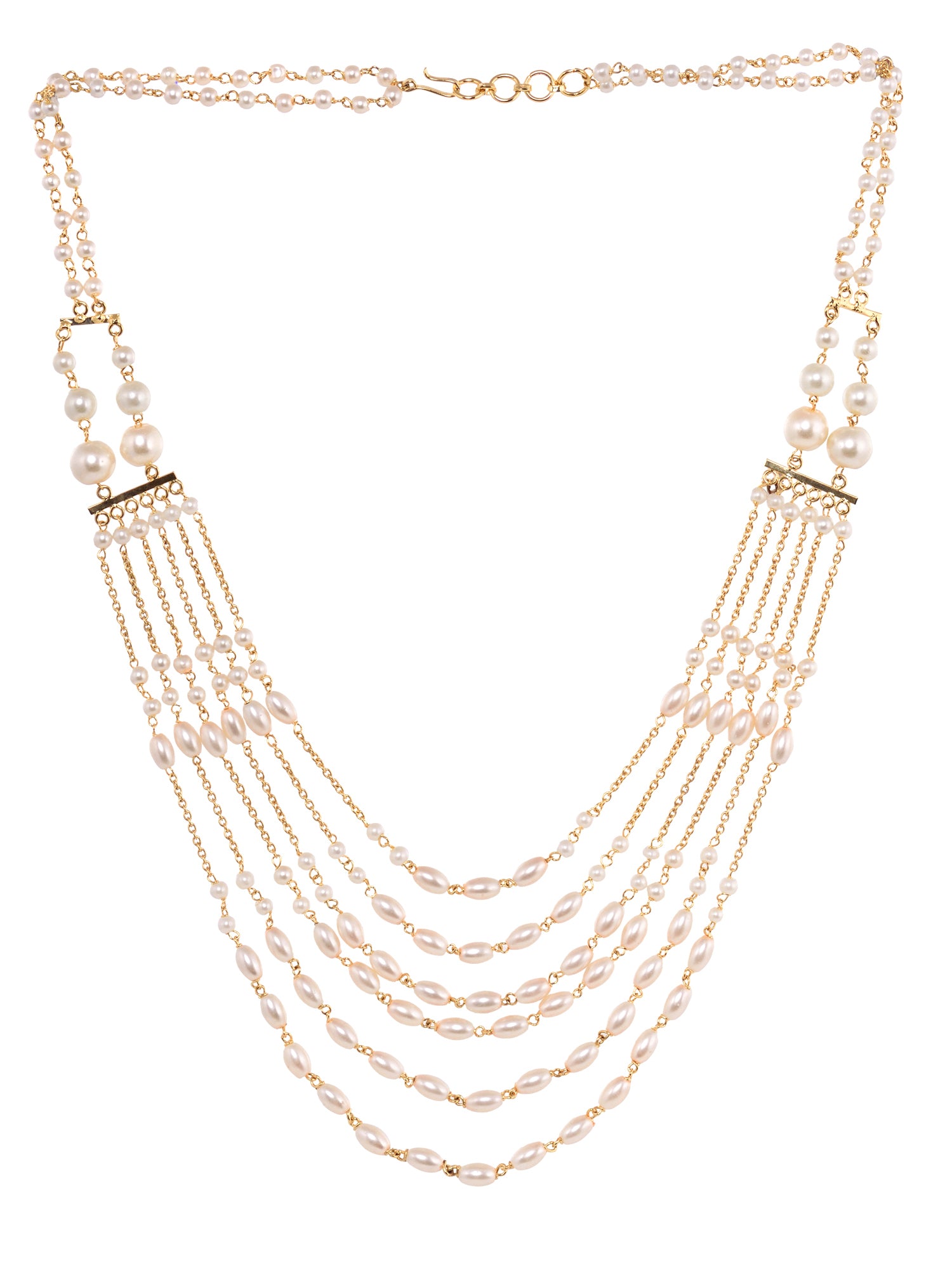 White Pearls Multi Layered Elegant Mala Jewellery Set Dropdown Earrings