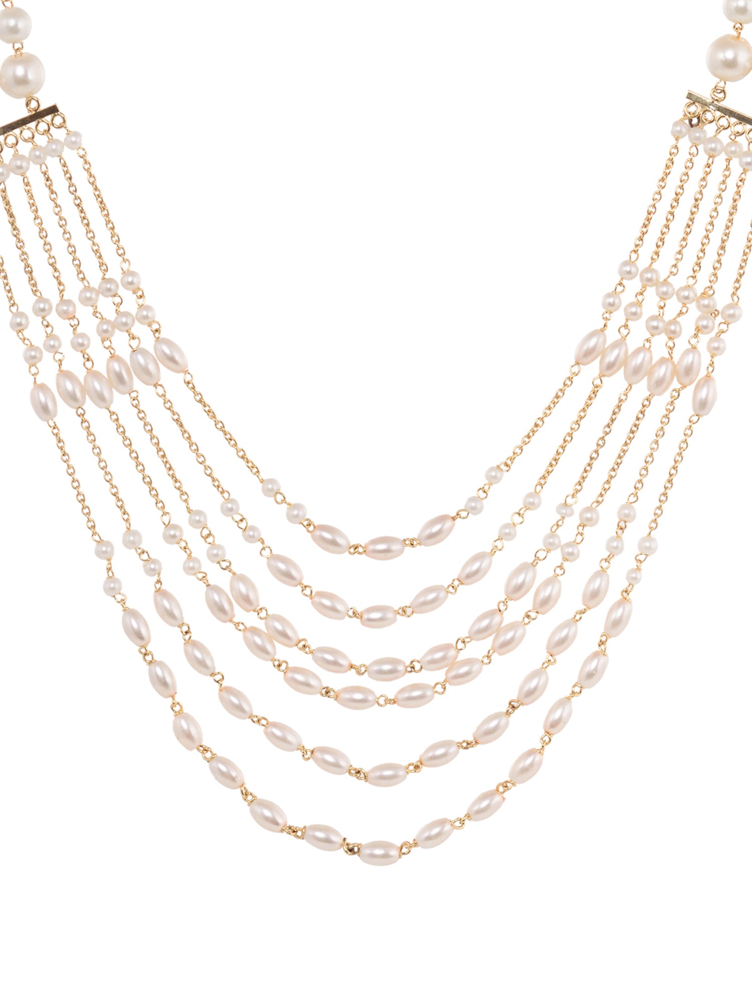 White Pearls Multi Layered Elegant Mala Jewellery Set Dropdown Earrings