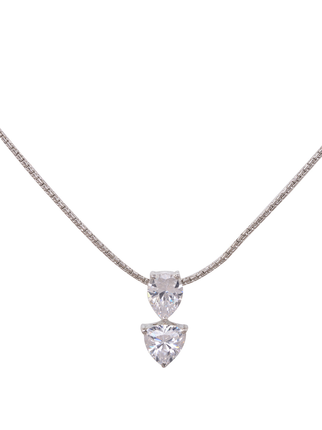 White Rhodium Plated AD Studded Pear shaped Designer Pendant