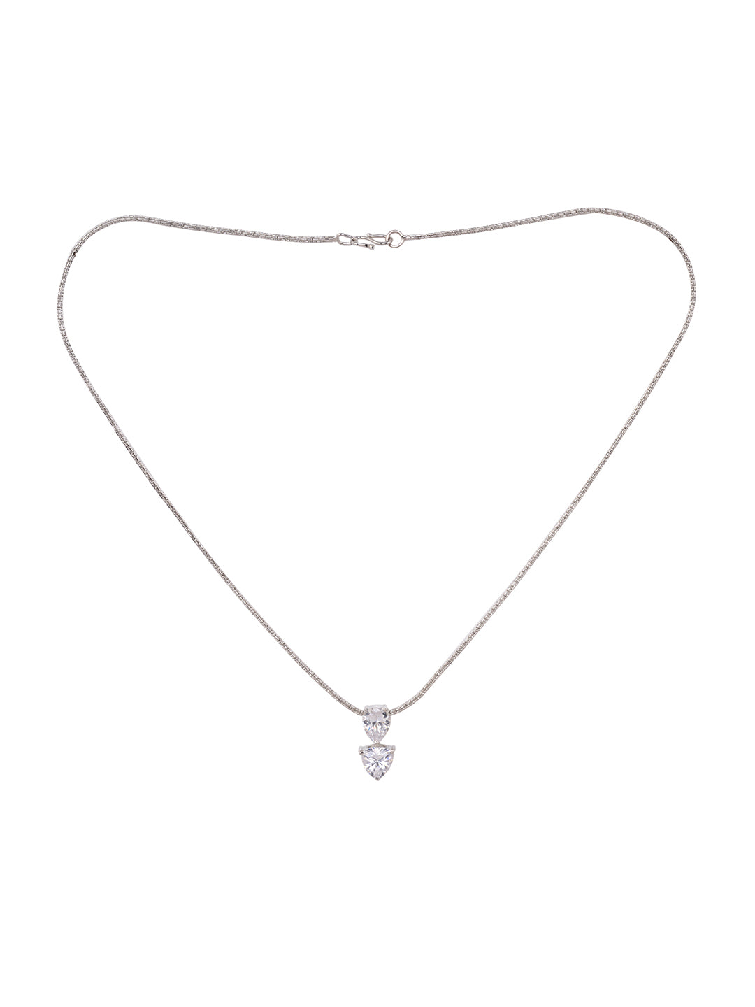 White Rhodium Plated AD Studded Pear shaped Designer Pendant