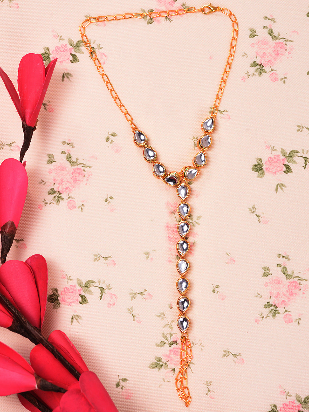 Gold Plated Kundan studded Ring Bracelet